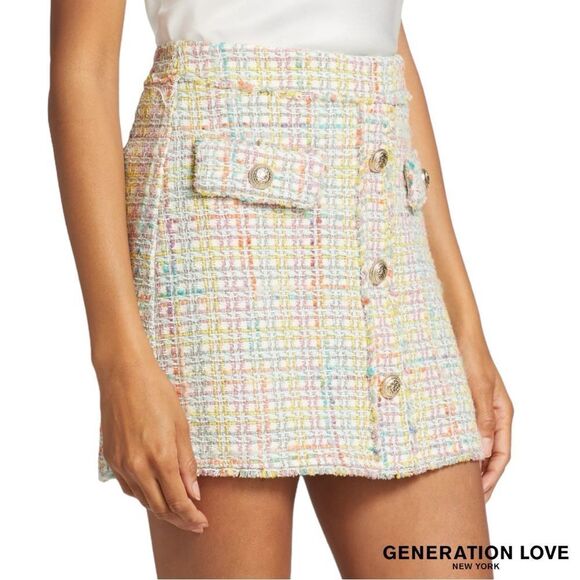 Generation Love **NWT** Sandra Tweed Skirt in Rainbow - Picture 2 of 14